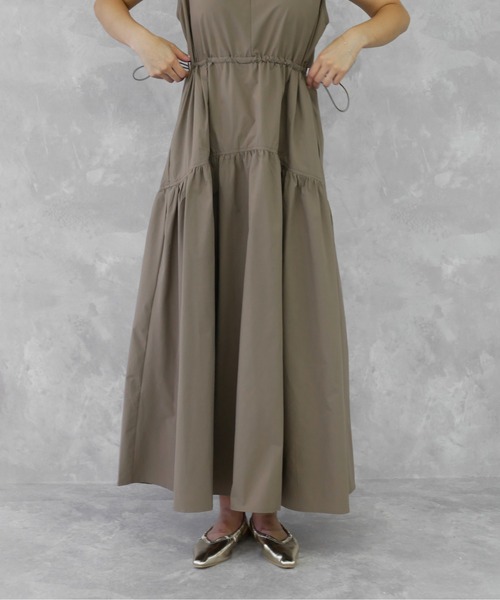 My shawty（ﾏｲｼｬｳﾃｨｰ）の「tiered drawstring onepiece（ワンピース・レディース・ダークベージュ/ブラック・FREE）」の12枚目の写真
