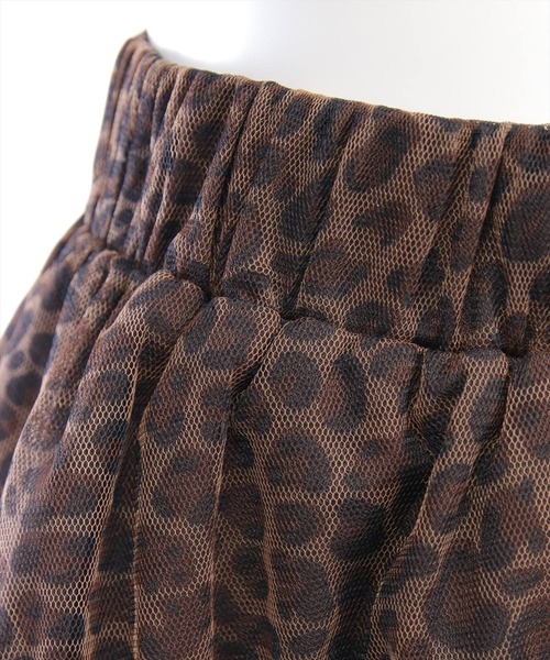 clear（クリア）の「2段フリルティアードレオパードチュールミニスカート[韓国ファッション Y2K ガーリー]（スカート・レディース・グレー/ベージュ・F）」の4枚目の写真