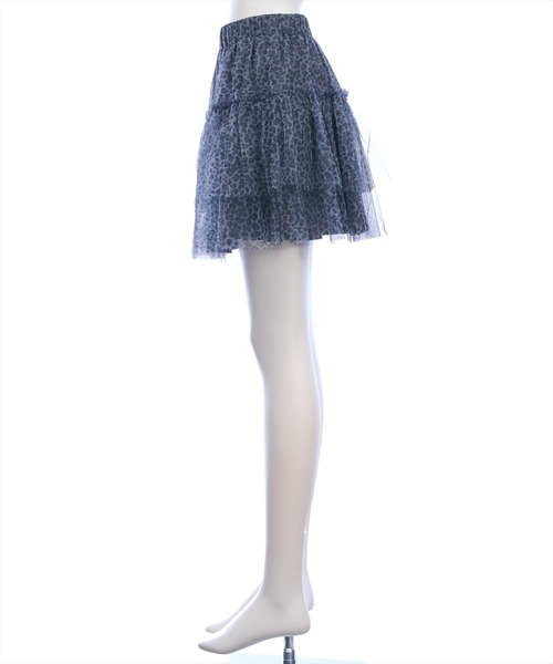 clear（クリア）の「2段フリルティアードレオパードチュールミニスカート[韓国ファッション Y2K ガーリー]（スカート・レディース・グレー/ベージュ・F）」の9枚目の写真