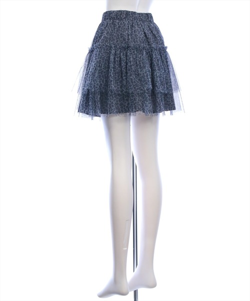 clear（クリア）の「2段フリルティアードレオパードチュールミニスカート[韓国ファッション Y2K ガーリー]（スカート・レディース・グレー/ベージュ・F）」の10枚目の写真