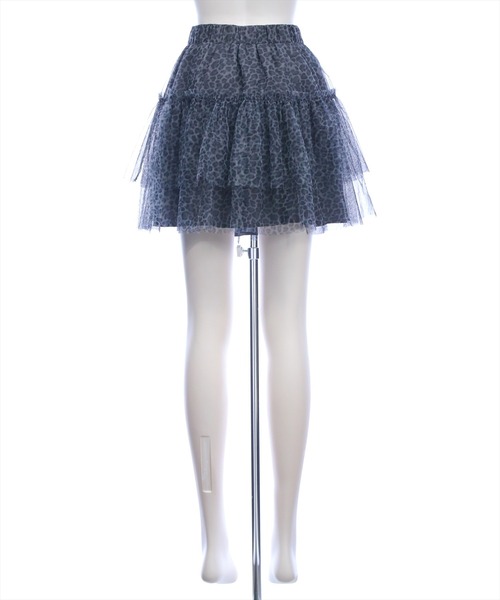 clear（クリア）の「2段フリルティアードレオパードチュールミニスカート[韓国ファッション Y2K ガーリー]（スカート・レディース・グレー/ベージュ・F）」の11枚目の写真