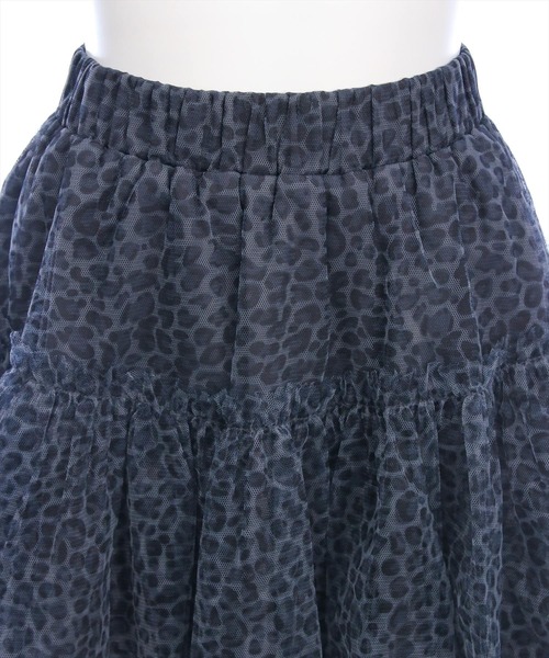 clear（クリア）の「2段フリルティアードレオパードチュールミニスカート[韓国ファッション Y2K ガーリー]（スカート・レディース・グレー/ベージュ・F）」の12枚目の写真