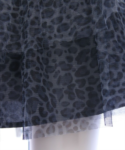 clear（クリア）の「2段フリルティアードレオパードチュールミニスカート[韓国ファッション Y2K ガーリー]（スカート・レディース・グレー/ベージュ・F）」の7枚目の写真