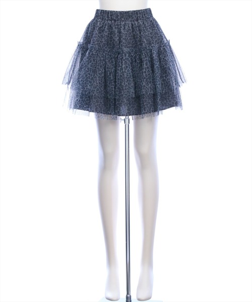clear（クリア）の「2段フリルティアードレオパードチュールミニスカート[韓国ファッション Y2K ガーリー]（スカート・レディース・グレー/ベージュ・F）」の18枚目の写真