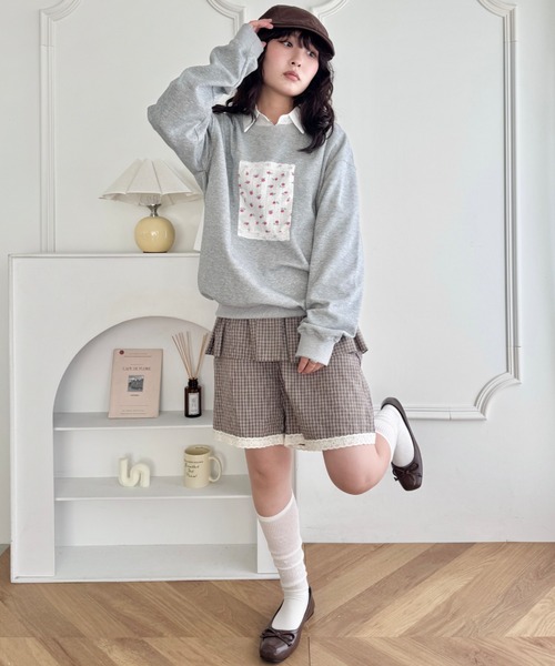 セール】パッチワークレースプルオーバー（スウェット）｜SOLLON