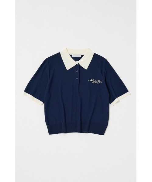 MOUSSY(マウジー)の「HALF SLEEVE KNIT ポロ(ニット/セーター・レディース・ネイビー/アイボリー/ライトブルー/マジェンタ・FREE)」の3枚目の写真