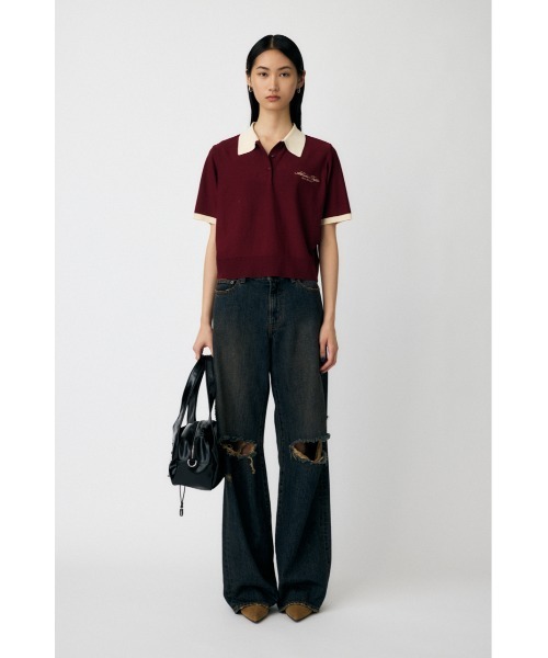 MOUSSY(マウジー)の「HALF SLEEVE KNIT ポロ(ニット/セーター・レディース・ネイビー/アイボリー/ライトブルー/マジェンタ・FREE)」の18枚目の写真