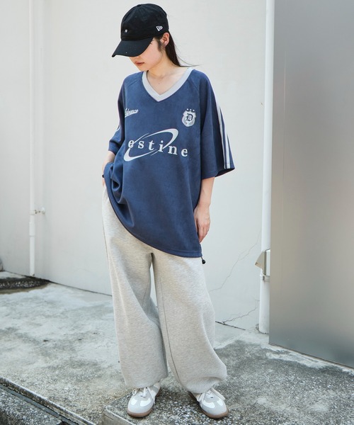 WEGO（ウィゴー）の「WEGO/フェイクスウェードゲームT（Tシャツ/カットソー・メンズ・ネイビー/チャコール/アイボリー・MEDIUM/LARGE）」の4枚目の写真