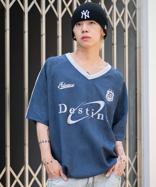 WEGO（ウィゴー）の「WEGO/フェイクスウェードゲームT（Tシャツ/カットソー・メンズ・ネイビー/チャコール/アイボリー・MEDIUM/LARGE）」の21枚目の写真