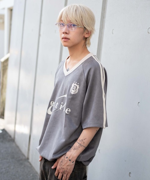 WEGO（ウィゴー）の「WEGO/フェイクスウェードゲームT（Tシャツ/カットソー・メンズ・ネイビー/チャコール/アイボリー・MEDIUM/LARGE）」の17枚目の写真