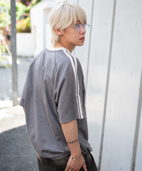 WEGO（ウィゴー）の「WEGO/フェイクスウェードゲームT（Tシャツ/カットソー・メンズ・ネイビー/チャコール/アイボリー・MEDIUM/LARGE）」の19枚目の写真