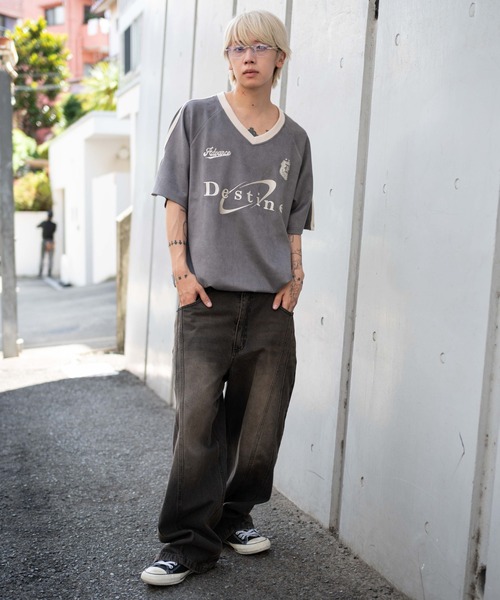 WEGO（ウィゴー）の「WEGO/フェイクスウェードゲームT（Tシャツ/カットソー・メンズ・ネイビー/チャコール/アイボリー・MEDIUM/LARGE）」の20枚目の写真