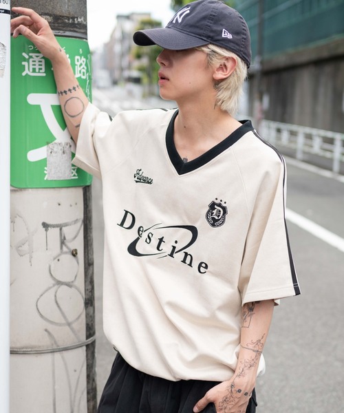 WEGO（ウィゴー）の「WEGO/フェイクスウェードゲームT（Tシャツ/カットソー・メンズ・ネイビー/チャコール/アイボリー・MEDIUM/LARGE）」の8枚目の写真