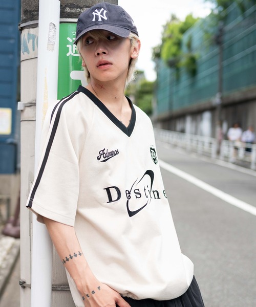 WEGO（ウィゴー）の「WEGO/フェイクスウェードゲームT（Tシャツ/カットソー・メンズ・ネイビー/チャコール/アイボリー・MEDIUM/LARGE）」の10枚目の写真