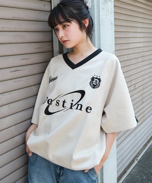 WEGO（ウィゴー）の「WEGO/フェイクスウェードゲームT（Tシャツ/カットソー・メンズ・ネイビー/チャコール/アイボリー・MEDIUM/LARGE）」の13枚目の写真