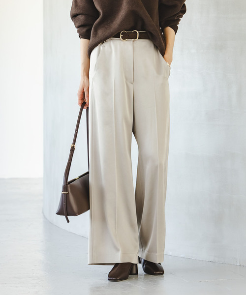 セール】《追加》【洗える】ルナサテンベルテッドパンツ（スラックス