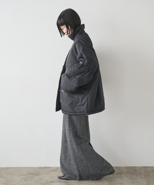 セール】ドローストリングスタンドカラー中綿コート（ダウンジャケット