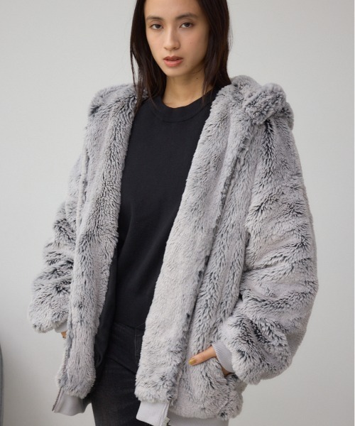 AZUL by moussy（アズールバイマウジー）の「フェイクファーブルゾン（ブルゾン・メンズ・ブラック/グレー/ベージュ/グリーン系その他2・MEDIUM/LARGE）」の3枚目の写真