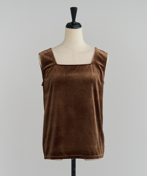 Bonjour Sagan（ボンジュールサガン）の「前後2WAYスクエアネックベロアタンクトップ（タンクトップ・レディース・ブラック/ネイビー系/ダークブラウン・FREE）」の19枚目の写真