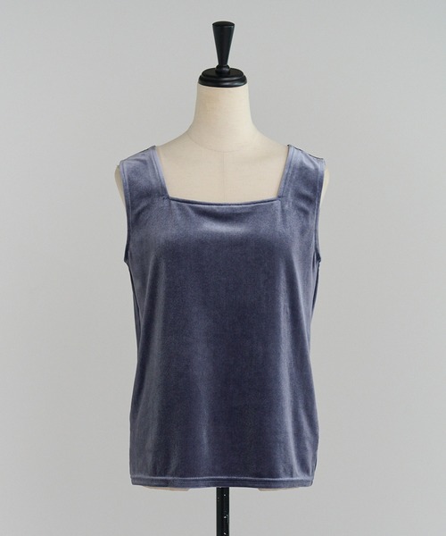 Bonjour Sagan（ボンジュールサガン）の「前後2WAYスクエアネックベロアタンクトップ（タンクトップ・レディース・ブラック/ネイビー系/ダークブラウン・FREE）」の10枚目の写真