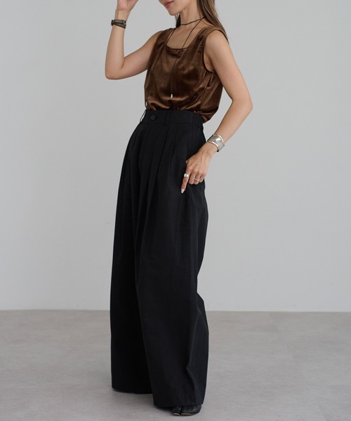 Bonjour Sagan（ボンジュールサガン）の「前後2WAYスクエアネックベロアタンクトップ（タンクトップ・レディース・ブラック/ネイビー系/ダークブラウン・FREE）」の8枚目の写真