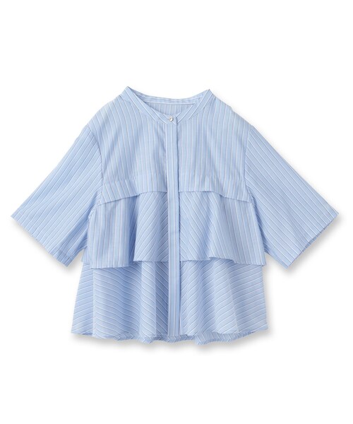 UNTITLED（アンタイトル）の「【短丈/前ボタン/五分袖】ストライプフリルシャツ（シャツ/ブラウス・レディース・ブルー系7/ホワイト系3・04/02/00/48/44）」の17枚目の写真