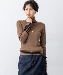 23区（ニジュウサンク）の「【洗える】ウーステッドウール リブタートル ボーダー ニット（ニット/セーター・レディース）」