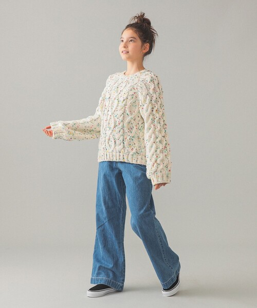 こども ビームス（コドモビームス）の「【別注】MARET / デニム フレア パンツ 2025FW（140～150cm）（その他パンツ・キッズ・インディゴブルー・L(140-150㎝)）」の3枚目の写真