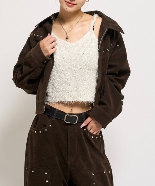 WHO'S WHO gallery(フーズフーギャラリー)の「シャギーニットキャミ(ニット/セーター・レディース・ホワイト/ブラック/ブラウン・FREE)」の9枚目の写真