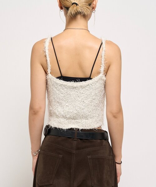 WHO'S WHO gallery(フーズフーギャラリー)の「シャギーニットキャミ(ニット/セーター・レディース・ホワイト/ブラック/ブラウン・FREE)」の5枚目の写真