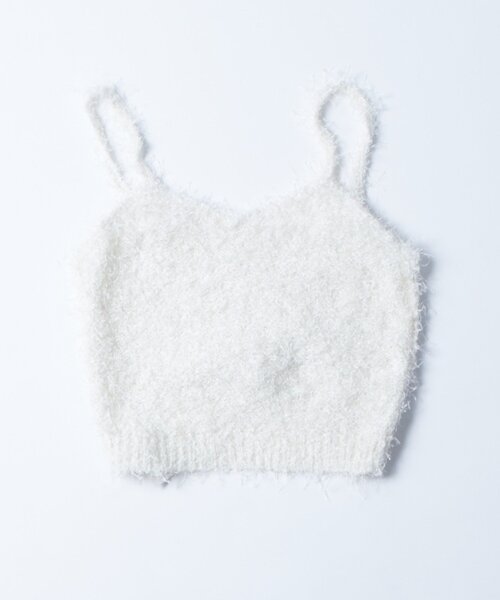 WHO'S WHO gallery(フーズフーギャラリー)の「シャギーニットキャミ(ニット/セーター・レディース・ホワイト/ブラック/ブラウン・FREE)」の4枚目の写真