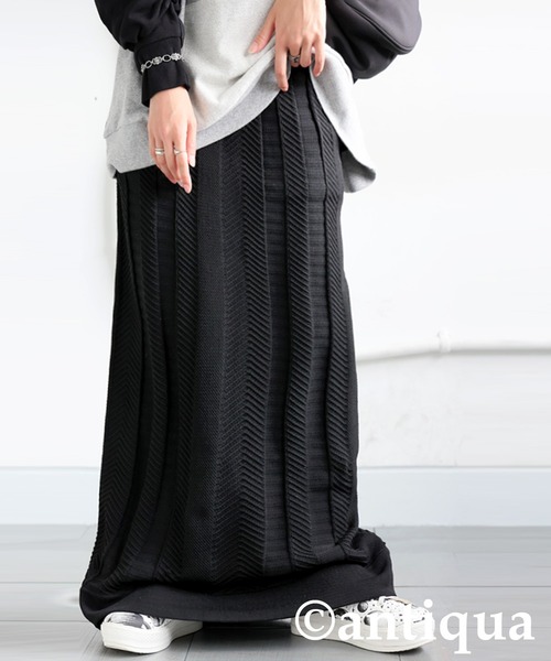 antiqua(アンティカ)の「スポンジニットロングスカート(スカート・レディース・ブルー/ブラック/カーキ/レッド・ONESIZE)」の2枚目の写真