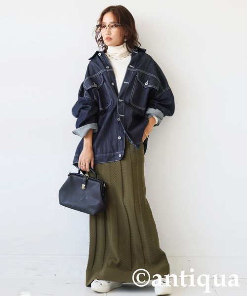 antiqua(アンティカ)の「スポンジニットロングスカート(スカート・レディース・ブルー/ブラック/カーキ/レッド・ONESIZE)」の9枚目の写真