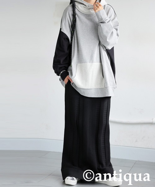antiqua(アンティカ)の「スポンジニットロングスカート(スカート・レディース・ブルー/ブラック/カーキ/レッド・ONESIZE)」の5枚目の写真