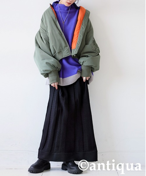 antiqua(アンティカ)の「スポンジニットロングスカート(スカート・レディース・ブルー/ブラック/カーキ/レッド・ONESIZE)」の8枚目の写真