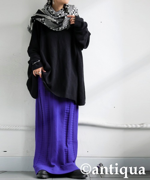 antiqua(アンティカ)の「スポンジニットロングスカート(スカート・レディース・ブルー/ブラック/カーキ/レッド・ONESIZE)」の18枚目の写真