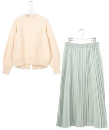 【2SET】ボリューム ニット×プリーツ スカート セット