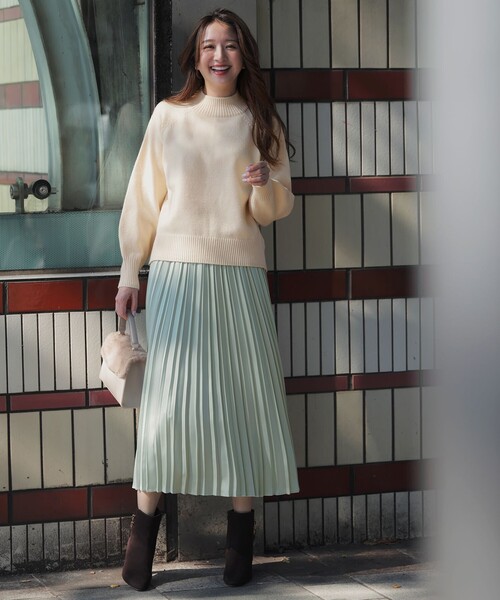 セール】【2SET】ボリューム ニット×プリーツ スカート セット