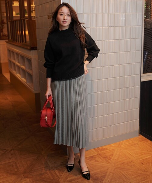 セール】【2SET】ボリューム ニット×プリーツ スカート セット