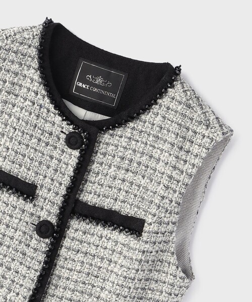 GRACE CONTINENTAL（グレースコンチネンタル）の「ツイードペプラムベスト（ベスト・レディース・ブラック/ホワイト・36/38）」の16枚目の写真