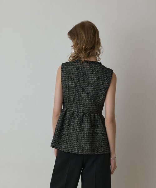 GRACE CONTINENTAL（グレースコンチネンタル）の「ツイードペプラムベスト（ベスト・レディース・ブラック/ホワイト・36/38）」の21枚目の写真