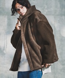 GLIMCLAP | mj11096-Boa & Mouton Panel Hoodie Jacket ボア×フェイクムートンフーデッドジャケット(192-037-gla-cf)(その他アウター)