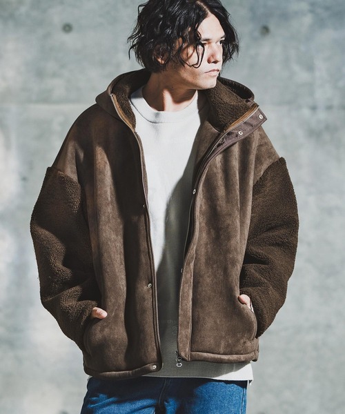 GLIMCLAP(グリムクラップ)の「mj11096-Boa & Mouton Panel Hoodie Jacket ボア×フェイクムートンフーデッドジャケット(192-037-gla-cf)(その他アウター・メンズ・ブラック/ブラウン・S/M/L)」の11枚目の写真