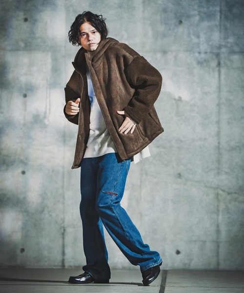GLIMCLAP(グリムクラップ)の「mj11096-Boa & Mouton Panel Hoodie Jacket ボア×フェイクムートンフーデッドジャケット(192-037-gla-cf)(その他アウター・メンズ・ブラック/ブラウン・S/M/L)」の15枚目の写真