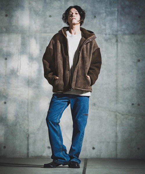 GLIMCLAP(グリムクラップ)の「mj11096-Boa & Mouton Panel Hoodie Jacket ボア×フェイクムートンフーデッドジャケット(192-037-gla-cf)(その他アウター・メンズ・ブラック/ブラウン・S/M/L)」の16枚目の写真