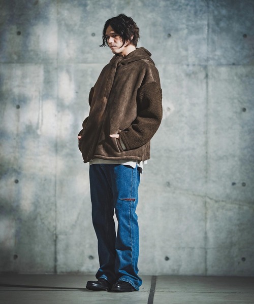 GLIMCLAP(グリムクラップ)の「mj11096-Boa & Mouton Panel Hoodie Jacket ボア×フェイクムートンフーデッドジャケット(192-037-gla-cf)(その他アウター・メンズ・ブラック/ブラウン・S/M/L)」の17枚目の写真