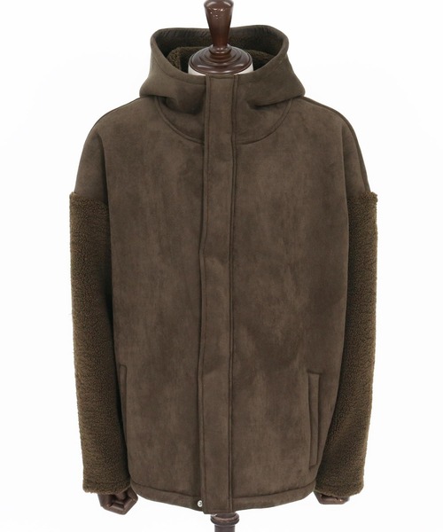 GLIMCLAP(グリムクラップ)の「mj11096-Boa & Mouton Panel Hoodie Jacket ボア×フェイクムートンフーデッドジャケット(192-037-gla-cf)(その他アウター・メンズ・ブラック/ブラウン・S/M/L)」の19枚目の写真