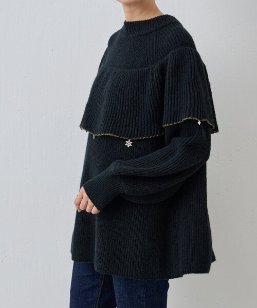 BEARDSLEY（ビアズリー）の「オーナメントフリルニット（ニット/セーター・レディース・ブラック・FREE）」の3枚目の写真