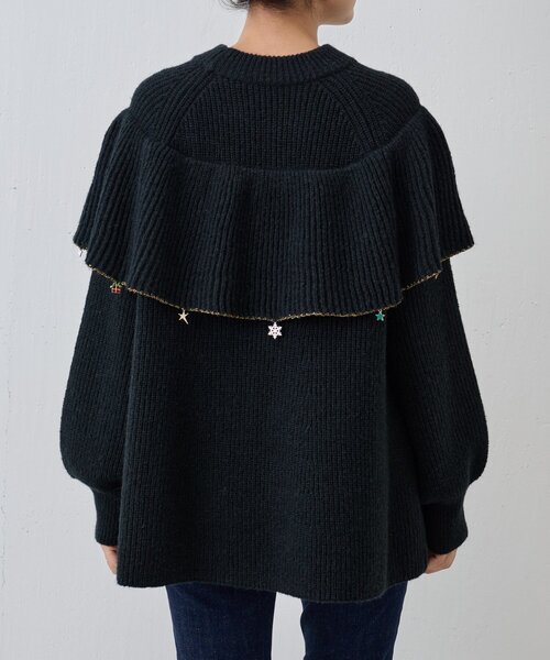 BEARDSLEY（ビアズリー）の「オーナメントフリルニット（ニット/セーター・レディース・ブラック・FREE）」の4枚目の写真