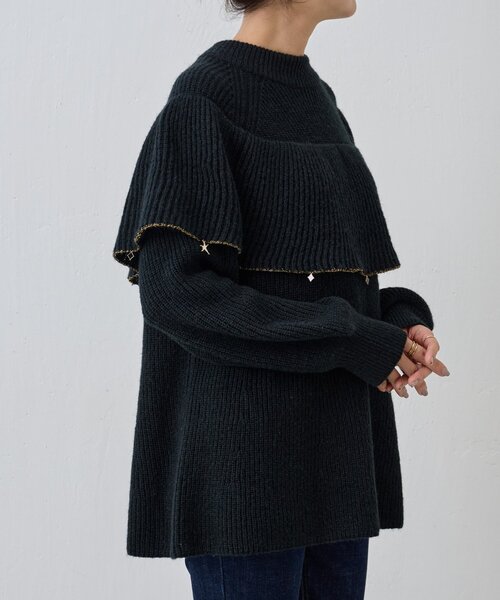 BEARDSLEY（ビアズリー）の「オーナメントフリルニット（ニット/セーター・レディース・ブラック・FREE）」の5枚目の写真